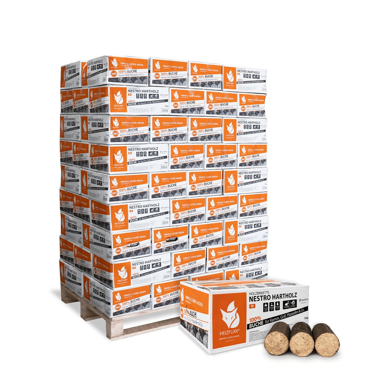 Heizfuxx Nestro Hartholz – 81 x 12 kg Palette